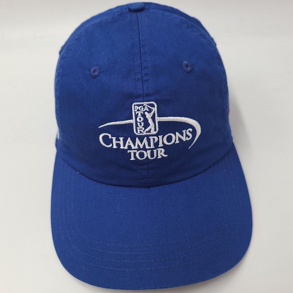 PGA Tour Hat Adjustable Ahead Blue Champions Tour CDW ShotLink Casual Logo Men